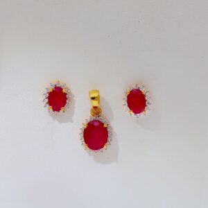 Red Ruby Stone Ladies Pendent Set