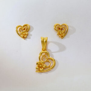 Heart And Rose Ladies Pendant Set