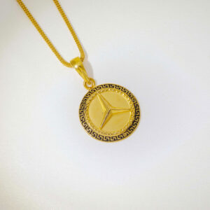 Zigzag Mercedes Gents Gold Pendent