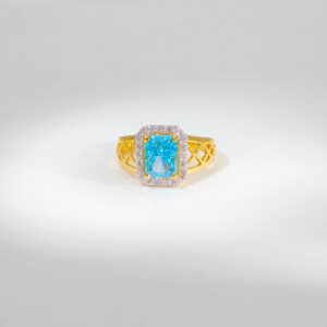Emily Princess Cut Blue Topaz Solitaire Ring