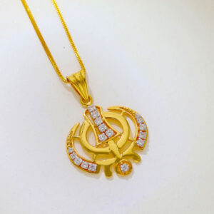 Polki Pave Solitaire Pendant, Sikh Pendant