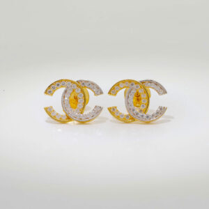 Channel Stone Gold Earrings