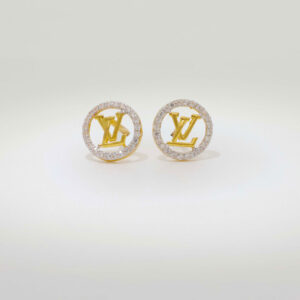 Stylish Gold LV Stone Earrings