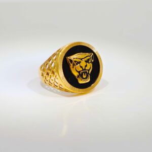 Designer Black Plate Jaguar Gents Ring