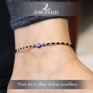 Silver Evil Eye Protection Anklet