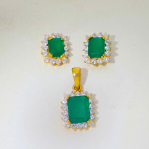 Green Emerald Stone Ladies Pendent Set
