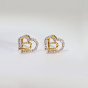 Glittery Heart Stone Stud Earrings