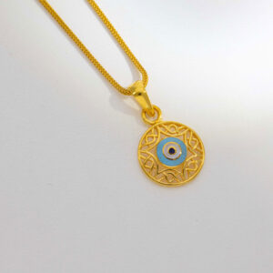Greek Key Evil Eye Pendant
