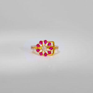 Florid Mesh Flower Stone Ring