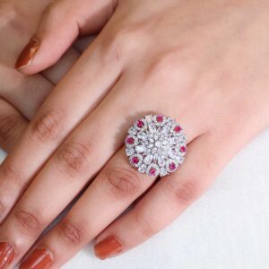 Ruby Bloom Cocktail Ring