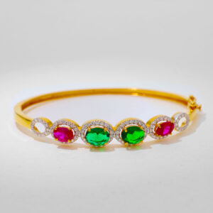 Ruby And Emrald Elegance Gold Stone Bracelet