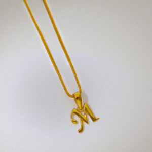 Lovely alphabet M gold pendant