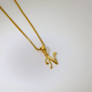 Lovely alphabet N gold pendant