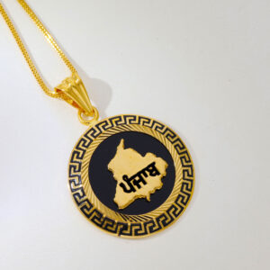 Black Plate Punjab Gents Gold Pendant