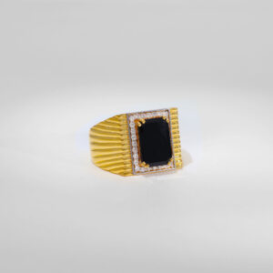 Black Stone Gold Gents Ring