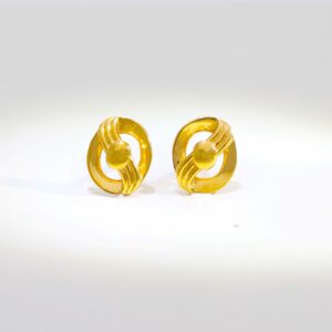 Vintage Crown Broach Gold Earrings