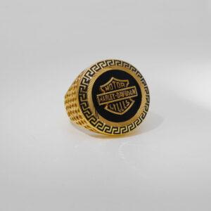 Harley Davidson 3D Black Plate Gents Ring