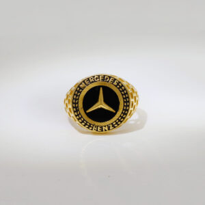 Black Plate Mercedes Gents Ring