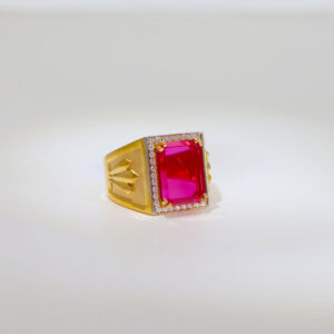 Designer Pink stone Gents Ring