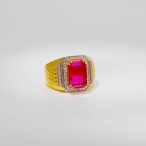 Pink Stone Gold Gents Ring