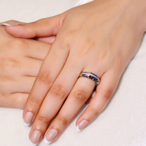 Sky Blue Dotted Silver Band