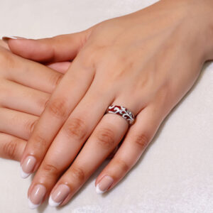 Wine Glow Silver Band