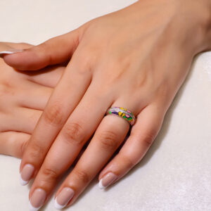 Rainbow Gleam Silver Band